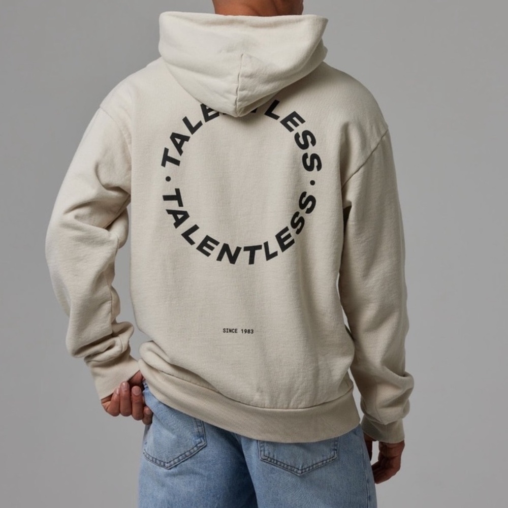 TALENTLESS Men’s Premium Hoodie- Circle Logo Bone M